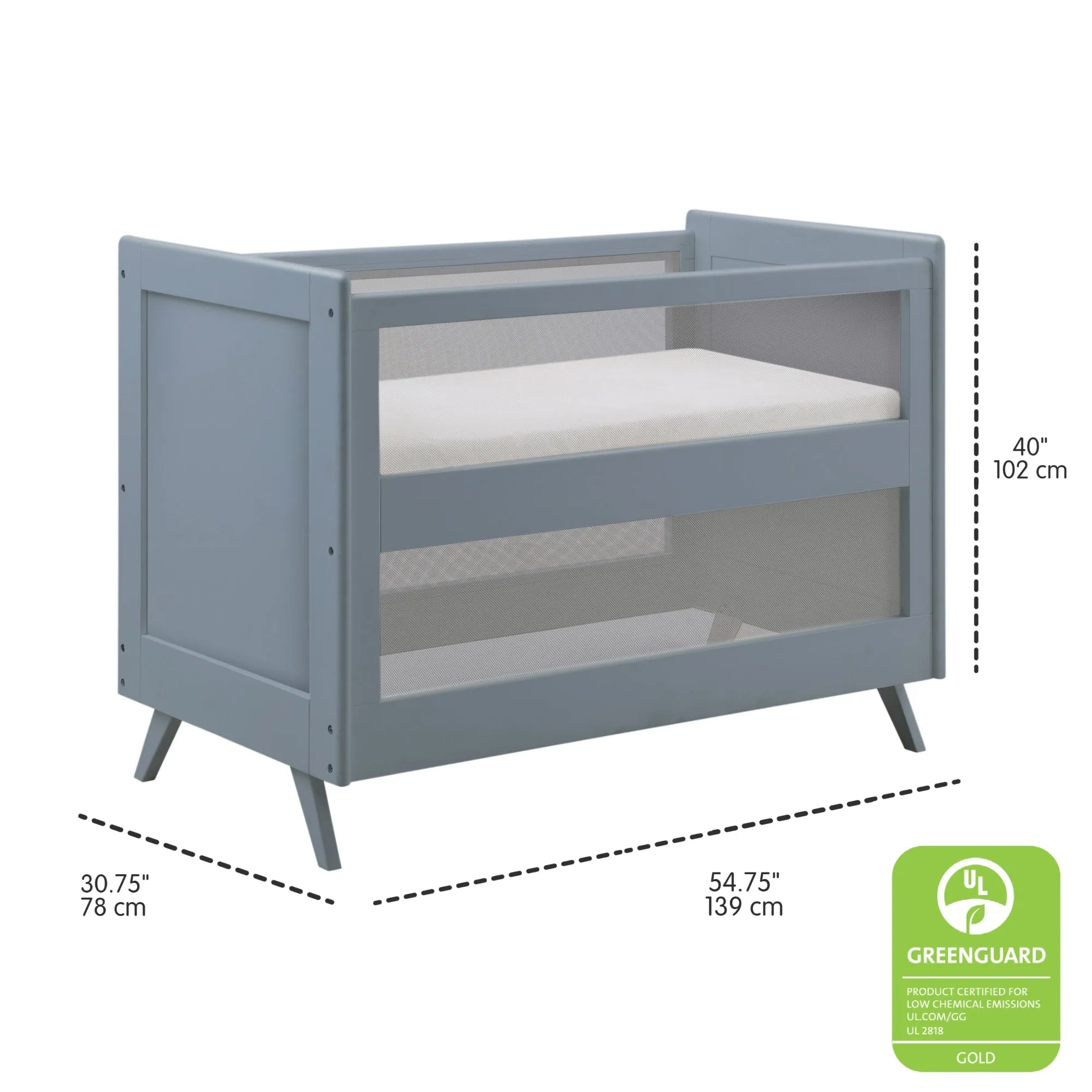 BreathableBaby Mesh 3-in-1 Convertible Crib - Steel Gray