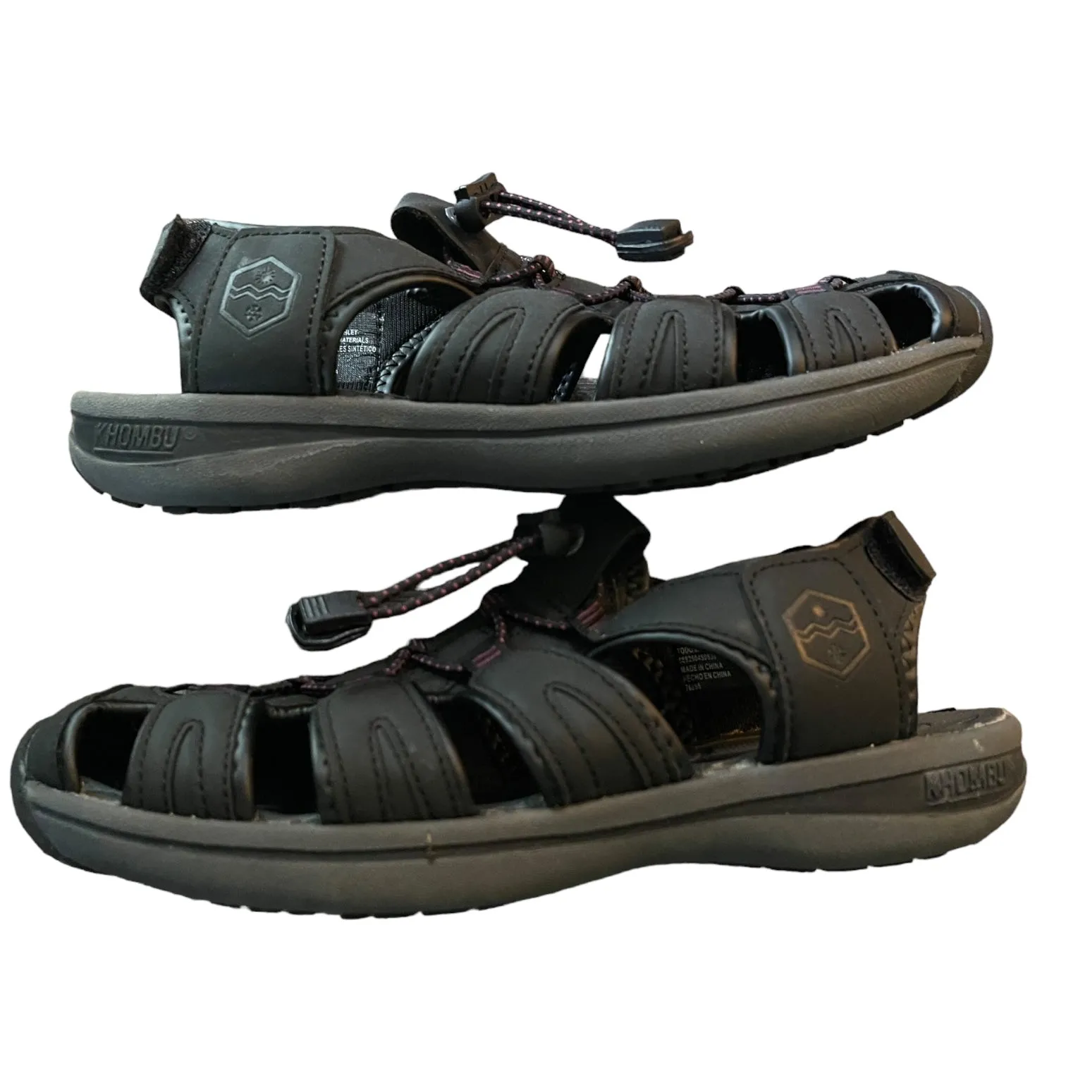 Ashley Grayish/Black Strappy Sandal in Size 8 Medium by Khombu for Optimal Comfort