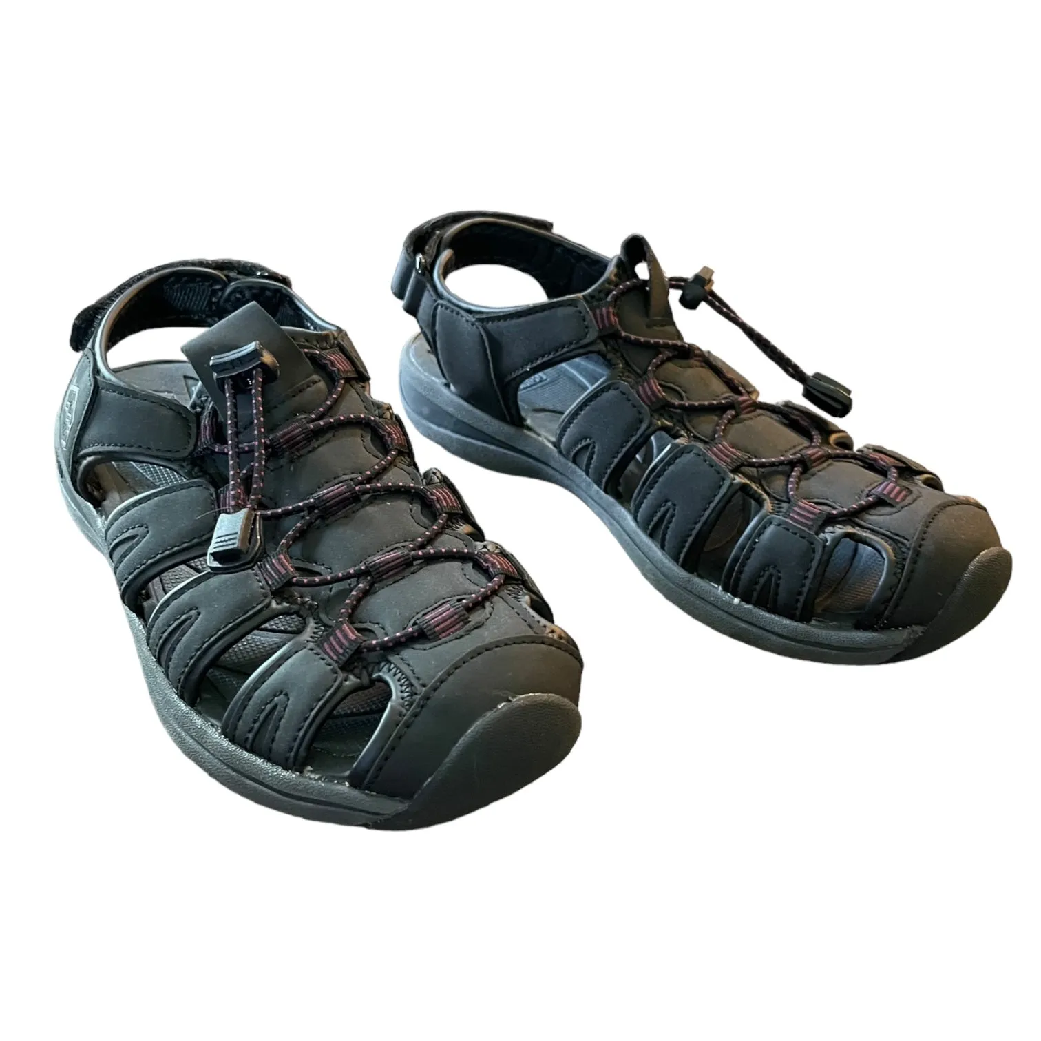 Ashley Grayish/Black Strappy Sandal in Size 8 Medium by Khombu for Optimal Comfort