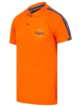 Tape Cotton Pique Polo Shirt in Golden Poppy Orange - Tokyo Laundry