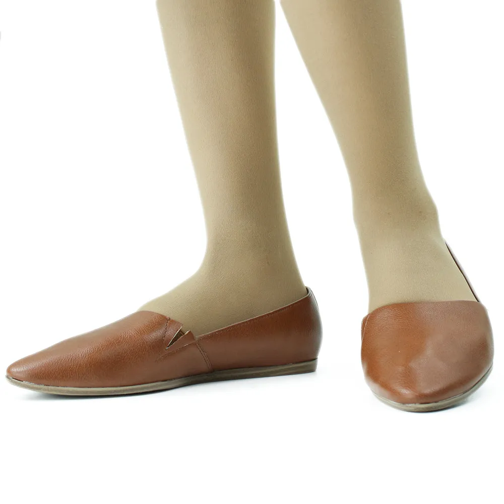 Women's Faux Leather Pointed Toe Ballet Flat,Camel